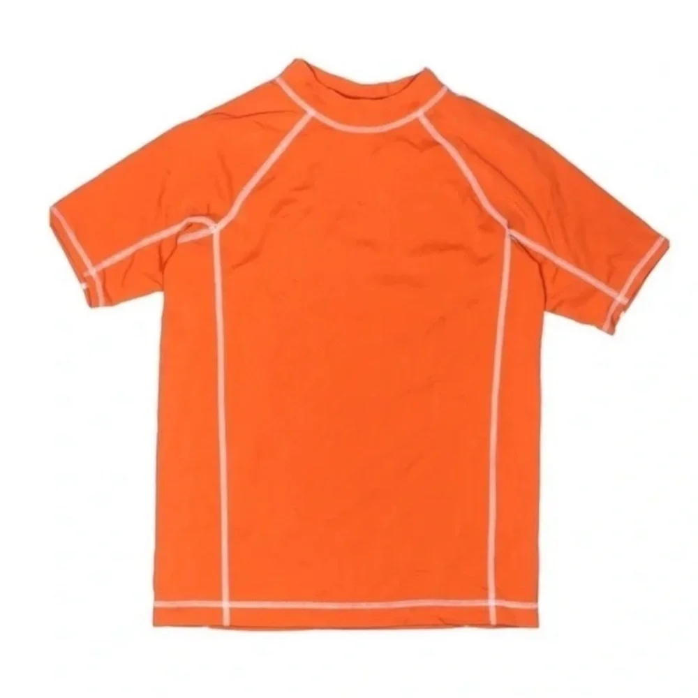 ❤️ 🆕 LANDS END Short Sleeve RashGuard Swim Top Boys Large 14/16